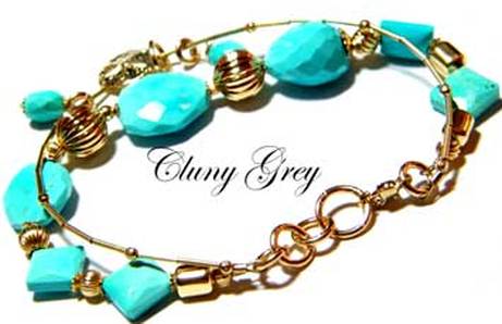 Sleeping Beauty turquoise bracelet with gold