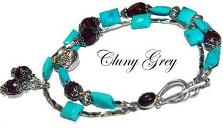 genuine turquoise bracelet with rubies and sterling silver