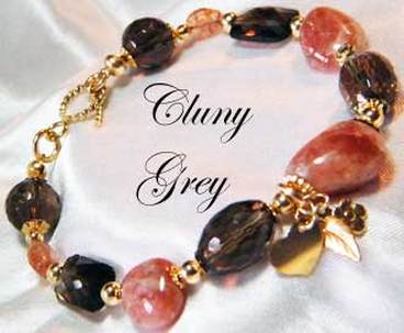 smoky quartz bracelet with gold and sunstone