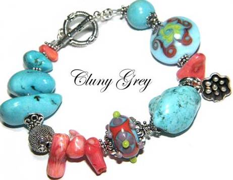 turquoise and coral bracelet