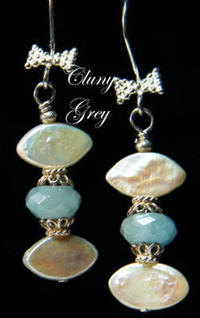 aquamarine earrings with genuine aquamarine and pearls