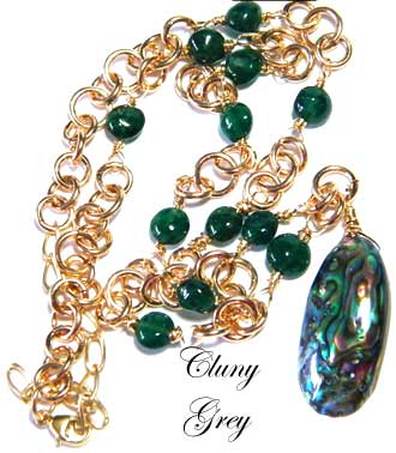 abalone necklace with gold-filled rings and clasp