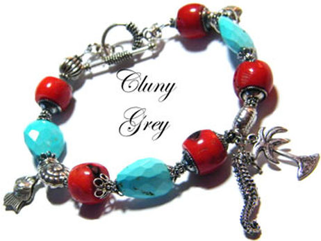 turquoise and coral bracelet