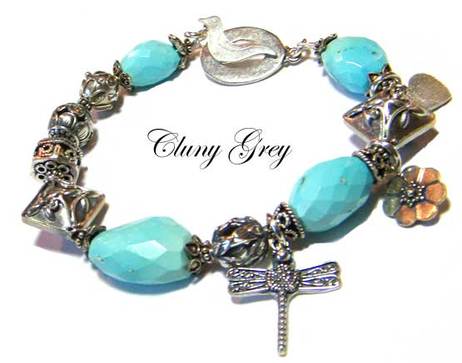 Sleeping Beauty turquoise bracelet with bird clasp