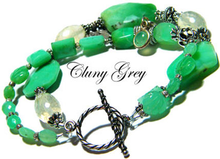 Chrysoprase bracelet with sterling silver and lemon quartz.