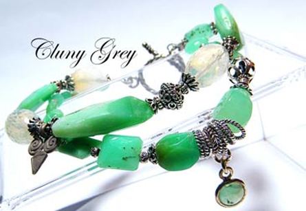 Chrysoprase bracelet with sterling silver and lemon quartz.