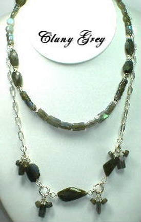  Two strands labradorite necklace with sterling silver.