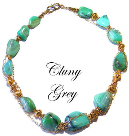 peruvian blue opal necklace with gold-filled accents