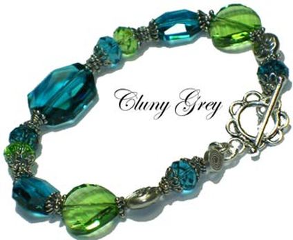 handmade swarovski bracelet with Indicolite and Peridot color Swarovski crystals bracelet