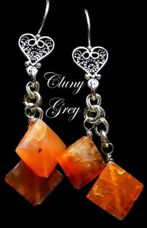 Carnelian earrings with sterling silver.