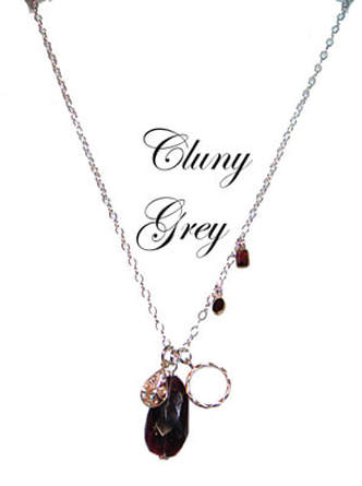 Red garnet charms necklace with sterling silver.