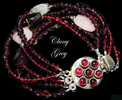 genuine garnet bracelet with sterling silver